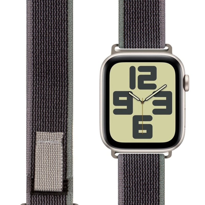 OBAL:ME Textilszíj Apple Watch 42-49mm M-L Szürke/Zöld