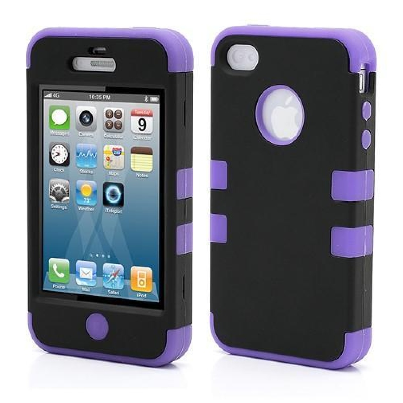 Kétoldalas tartós tok iPhone 4 és iPhone 4s készülékhez - lila