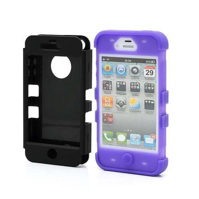Kétoldalas tartós tok iPhone 4 és iPhone 4s készülékhez - lila