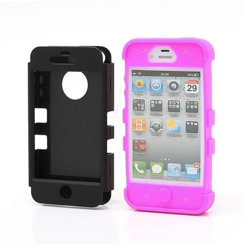 Kétoldalas tartós tok iPhone 4 és iPhone 4s készülékhez - rózsaszínű