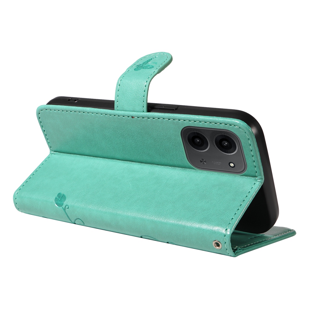 Virágok könyv tok Xiaomi Redmi 15C 4G/5G (173mm) - teáskék színben