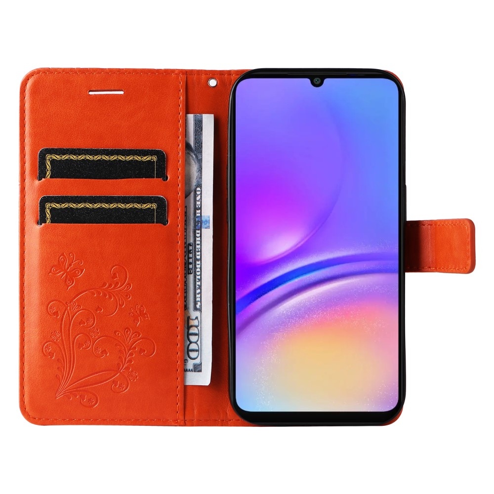 Nagy pillangó könyv tok Samsung Galaxy A06 4G - narancssárga