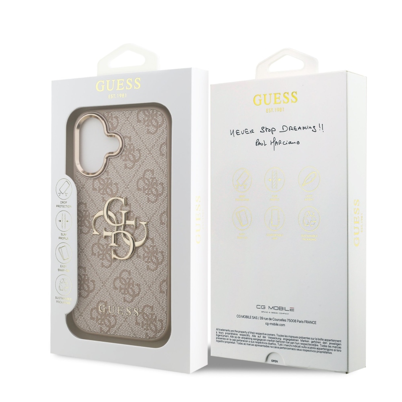 Guess PU bőr 4G fém logó arany keret hátlapi borító iPhone 17 rózsaszínhez