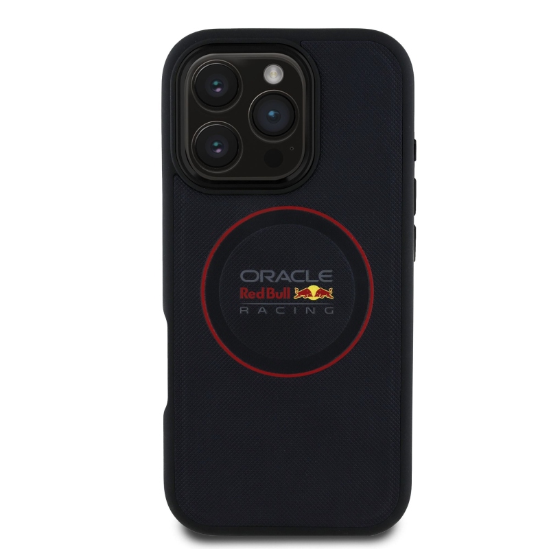 Red Bull PU bőr piros gyűrűs MagSafe hátlap iPhone 16 Pro tengerészgyalogsághoz