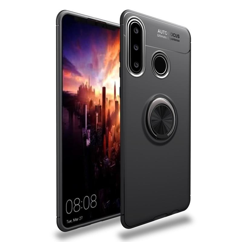 Tartós zselés tok ujjgyűrűvel a Huawei Y6p-hez - fekete
