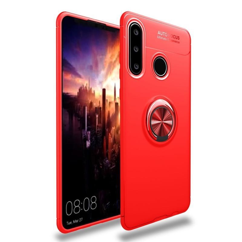 Tartós zselés tok ujjgyűrűvel a Huawei Y6p-hez - piros színű