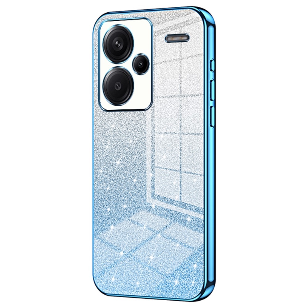 Vágott zselés csillogó tok a Xiaomi Redmi Note 13 Pro+ 5G számára - kék