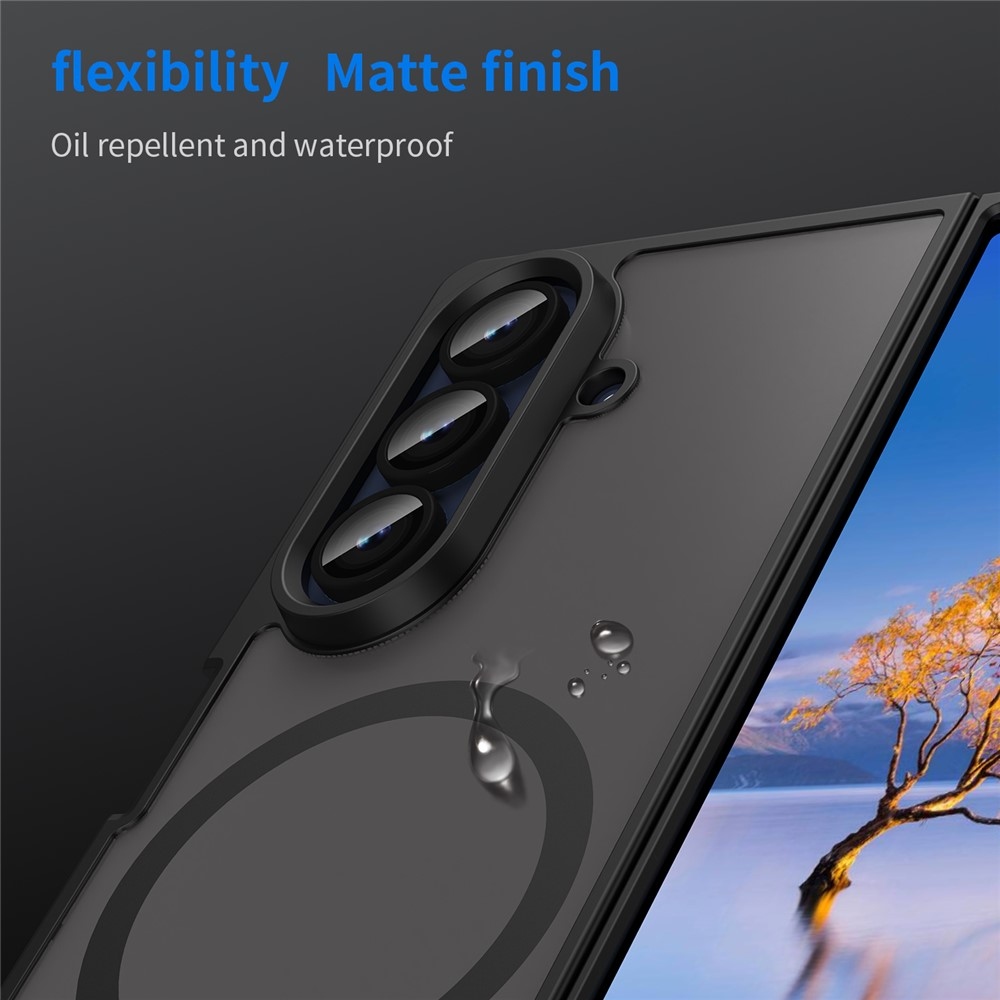 Matt zselés tok MagSafe tok a Samsung Galaxy Z Fold7 5G készülékre - fekete