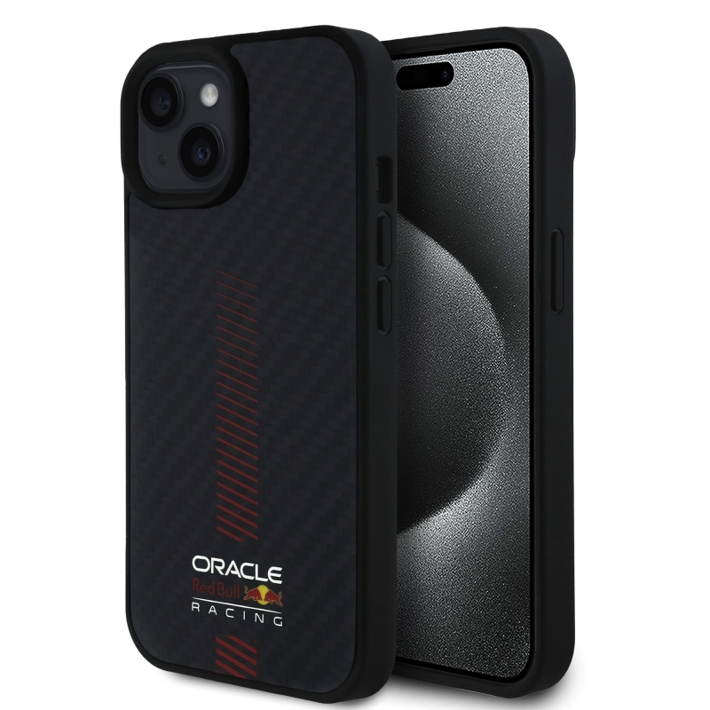 Red Bull Carbon Powerbar MagSafe MagSafe hátlap iPhone 15-hez Fekete