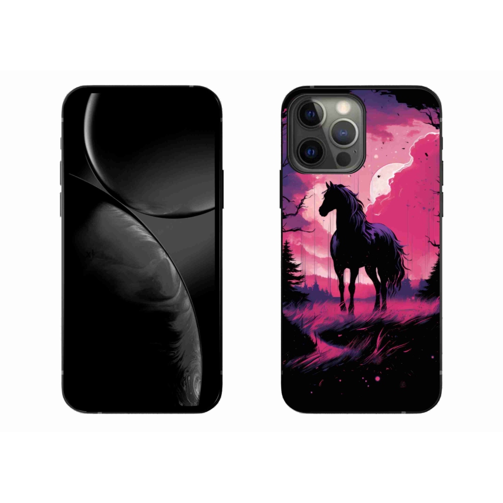 Zselés borítás mmCase iPhone 13 Pro Max készülékhez - fekete rajzfilm ló 1