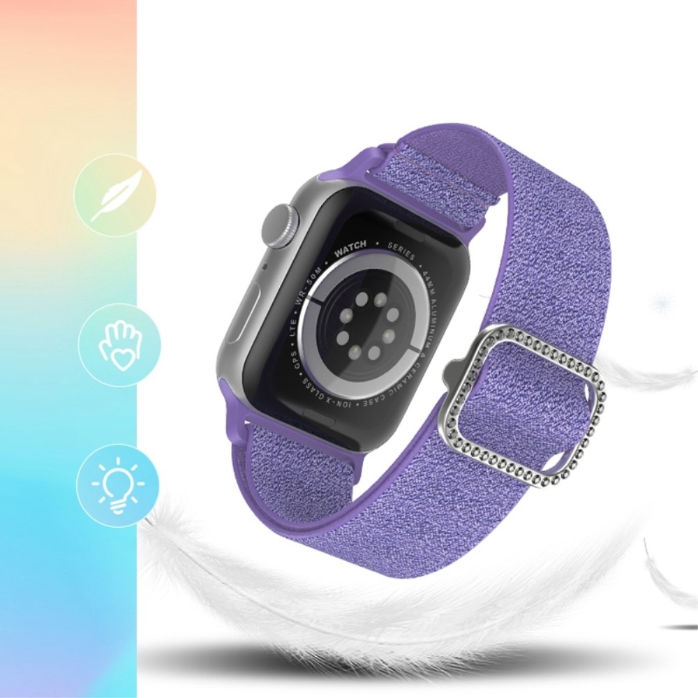 Dekoratív nejlon szíj Apple Watch Ultra/Ultra 2 49mm/SE/SE 2022/2023 44mm/9/8/7 45mm/6/5/4 44mm/3/2/1 42 mm-es Apple Watch Ultra/Ultra 2 órához - sötétlila színben