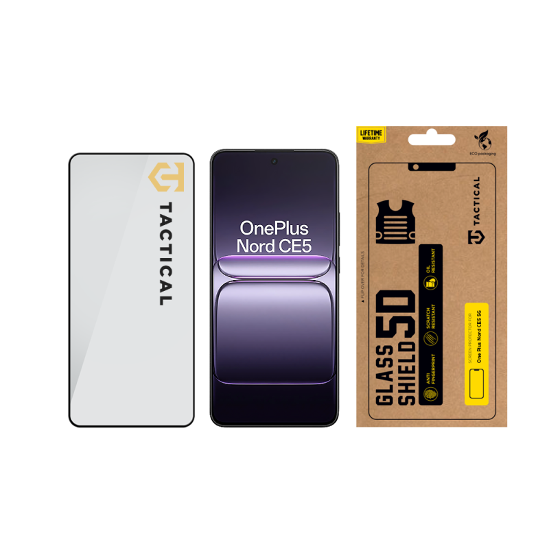 Taktikai üvegpajzs 5D üveg a OnePlus Nord CE5 5G Fekete számára