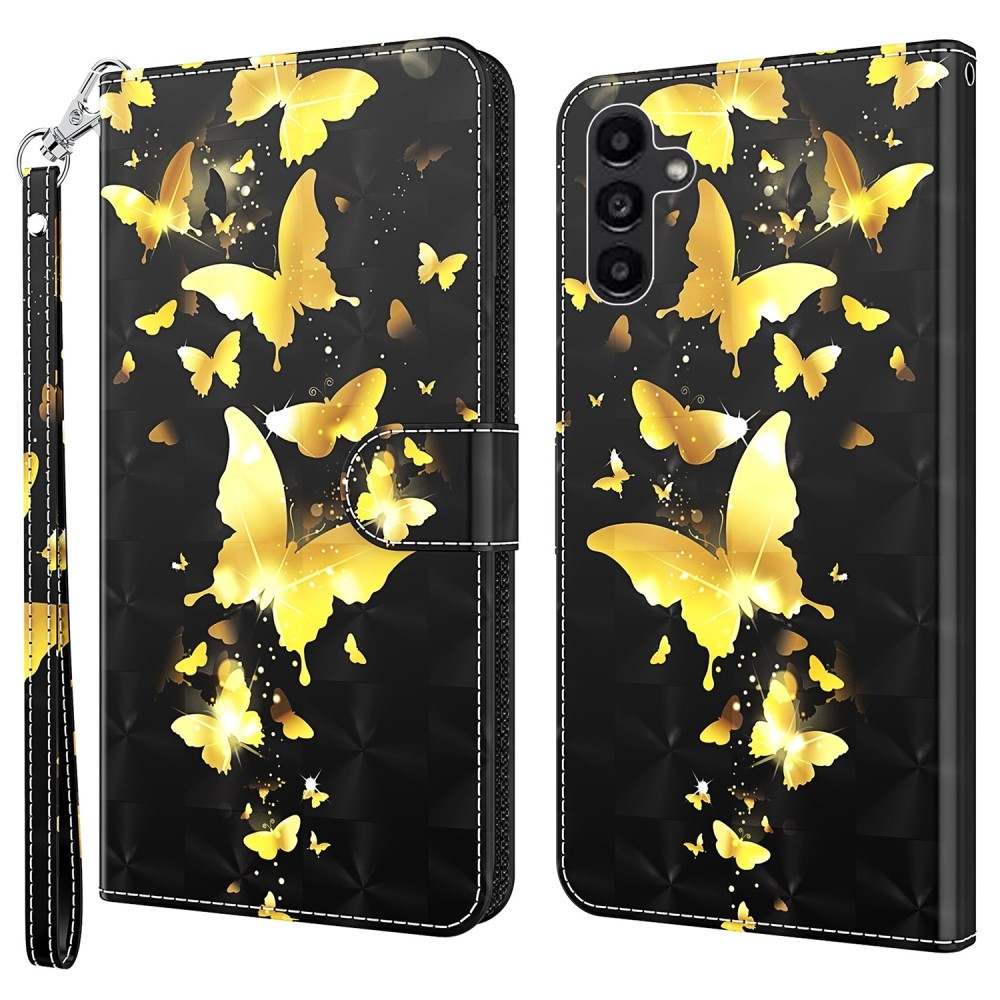 Nyomtatott könyv tok Samsung Galaxy A55 5G - arany pillangókhoz