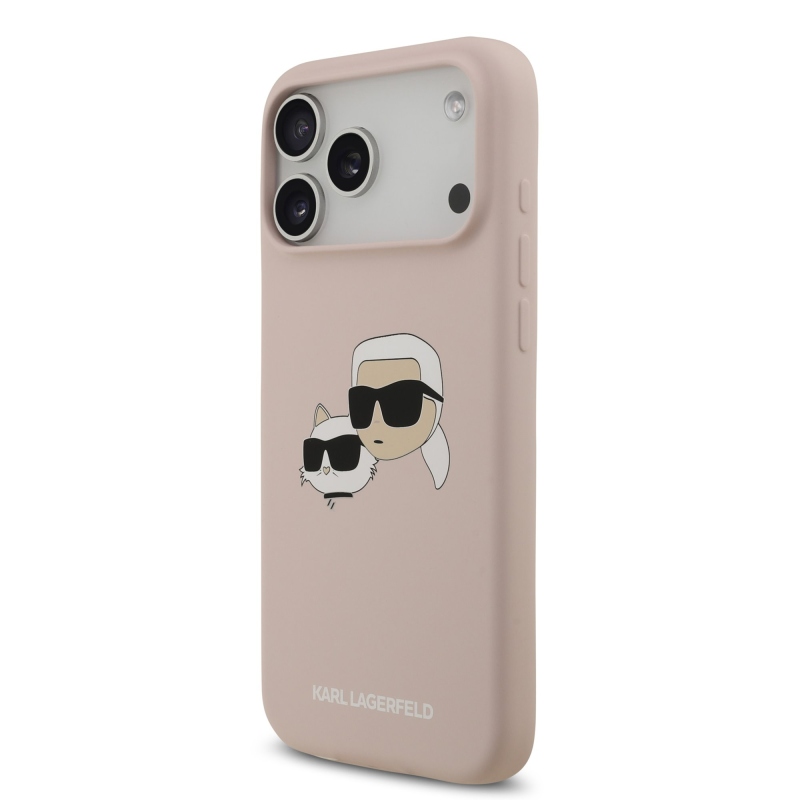 Karl Lagerfeld folyékony szilikon dupla fejű MagSafe hátlap iPhone 17 Pro Max rózsaszínű iPhone 17 Pro Max készülékhez