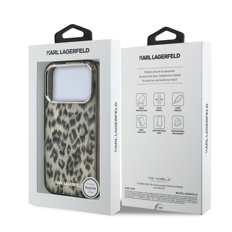 Karl Lagerfeld IML Leopard Leopard MagSafe hátlap iPhone 17 Pro barna színű készülékhez