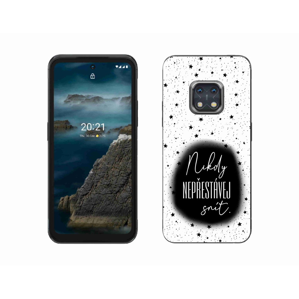 Zselés borítás mmCase a Nokia XR20 készülékhez - idézet 1 fekete-fehér háttérrel