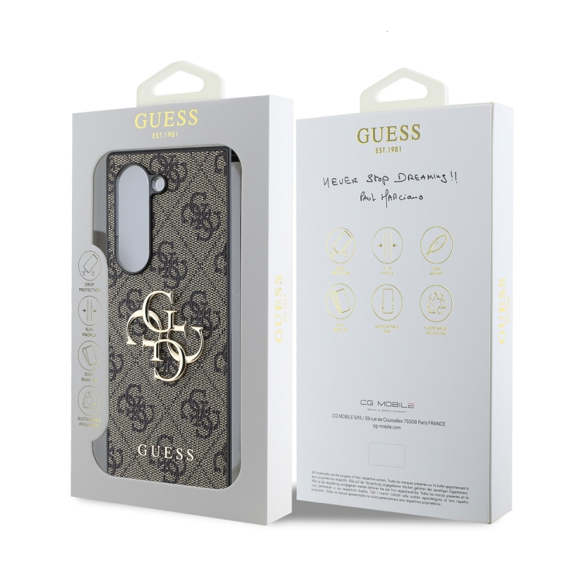 Guess PU 4G fém logós hátlap Samsung Galaxy Z Fold 6 barna barna