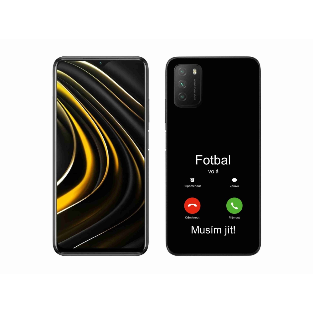 Gél borító mmCase a Xiaomi Poco M3-on - futball hívások fekete háttérrel