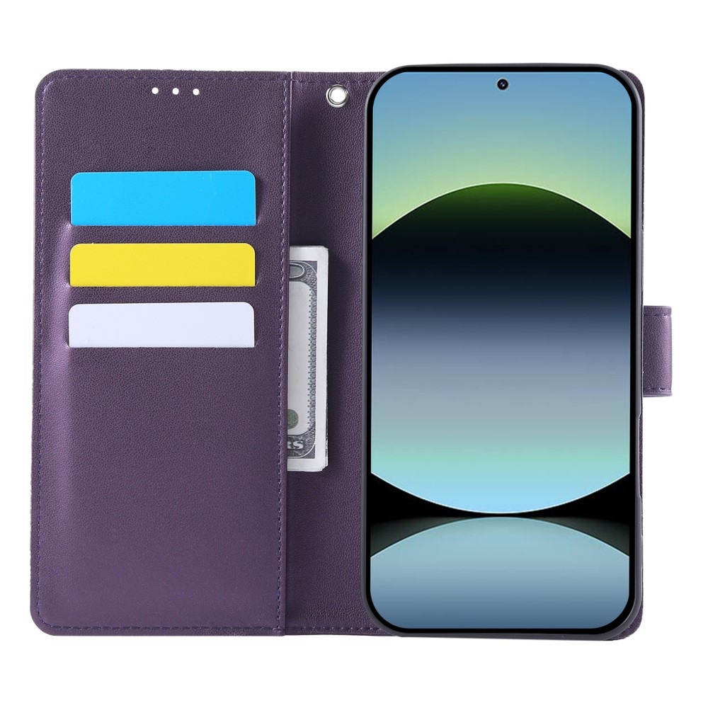Rózsaszín könyv tok Xiaomi Poco M7 Pro 5G/Note 14 5G - sötét lila