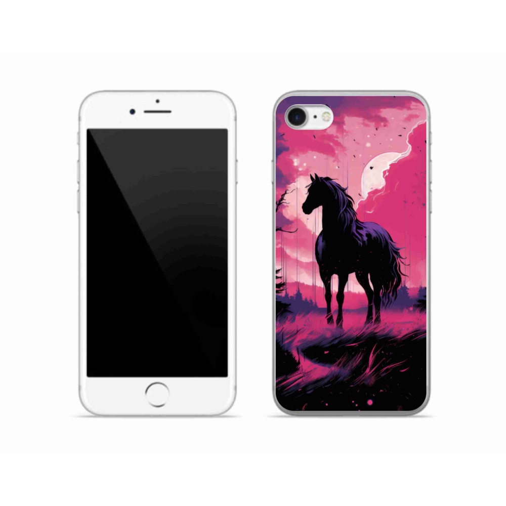 Zselés borítás mmCase iPhone SE (2020) - fekete rajzfilm ló 1