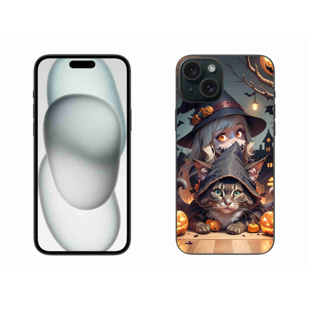 Gél borítás mmCase iPhone 15 Plus készülékhez - boszorkány macskával