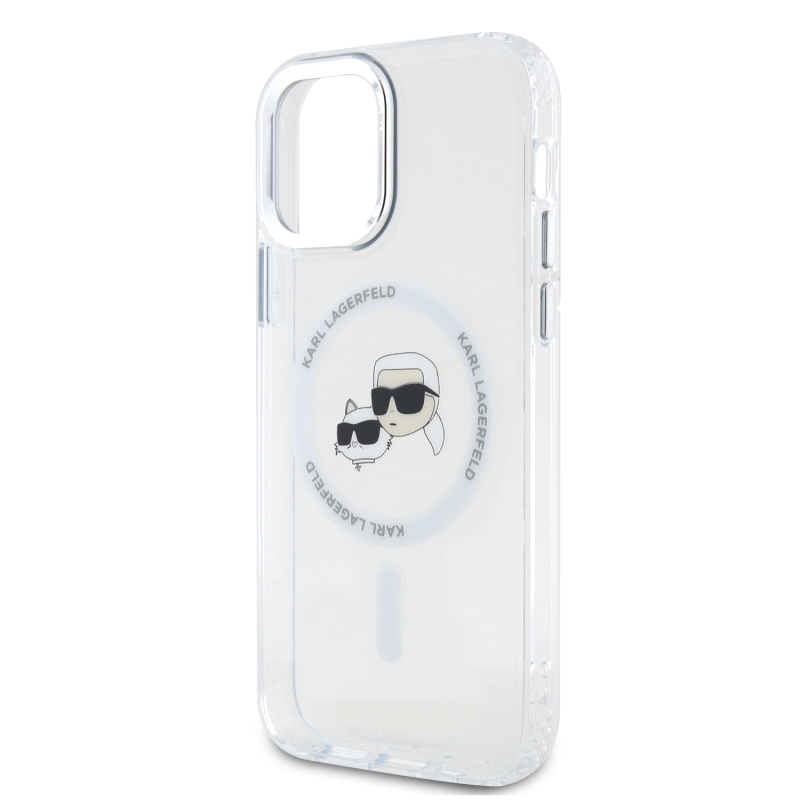 Karl Lagerfeld IML K&CH fejek fémkeret MagSafe hátlap iPhone 12/12 Pro átlátszóhoz