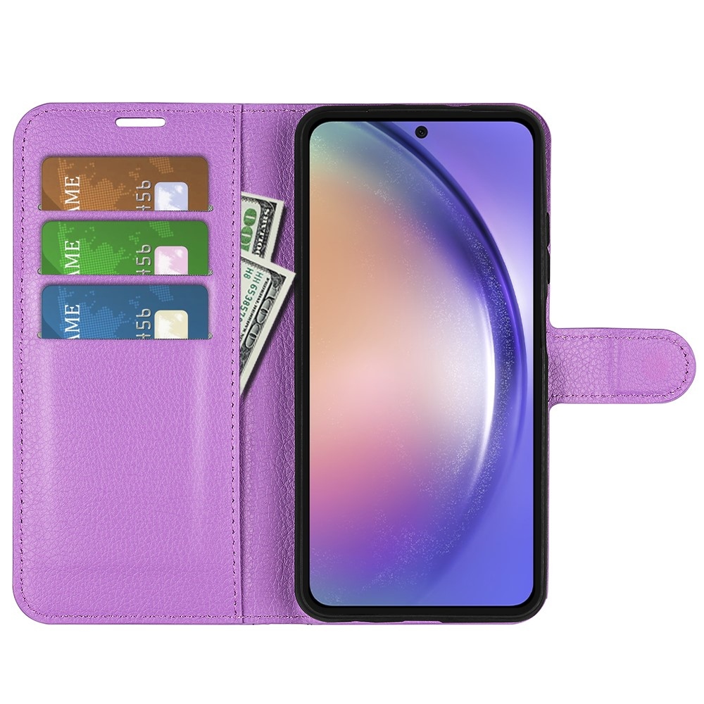Litchi könyv tok Samsung Galaxy A55 5G - lila