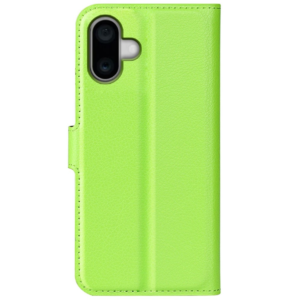 Litchi könyvtáska iPhone 16 Plus készülékhez - zöld