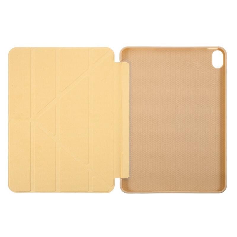 Origami összecsukható PU bőr pénztárca tok iPad Air (2020)/Air (2022) tablethez - világosbarna színben