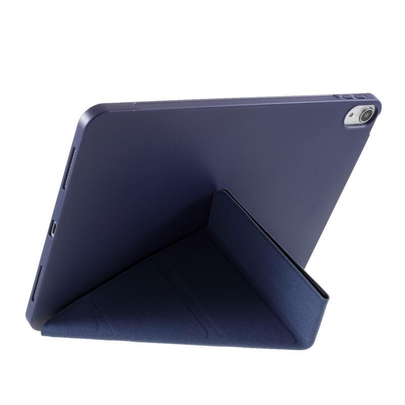 Origami összecsukható PU bőrből készült pénztárca tablet tok iPad Air (2020)/Air (2022) - sötétkék