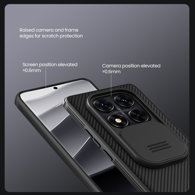 Nillkin CamShield PRO hátlap a Xiaomi Redmi Note 14 Pro 5G/Poco X7 5G számára Fekete