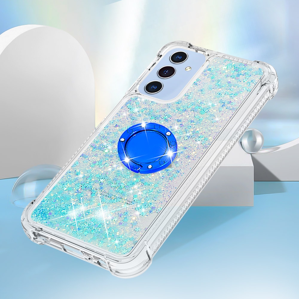 Glitt homokóra zselés tok ujjgyűrűvel Samsung Galaxy A17 5G - kék / csillagok