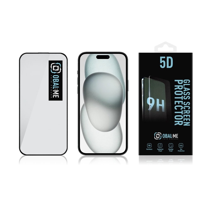 CSOMAG:ME 5D edzett üveg Apple iPhone 15 Fekete