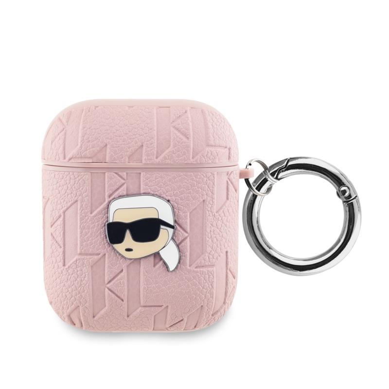 Karl Lagerfeld PU dombornyomott Karl Head tok AirPods 1/2 rózsaszínhez