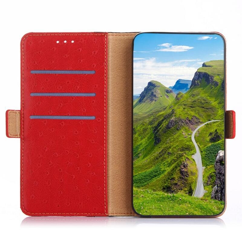 Strucc PU bőr pénztárca tok Xiaomi Poco F3-hoz - piros