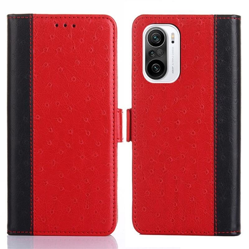 Strucc PU bőr pénztárca tok Xiaomi Poco F3-hoz - piros