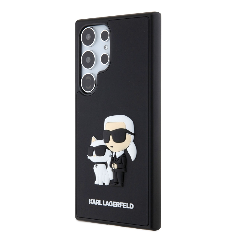 Karl Lagerfeld 3D gumiból készült Karl és Choupette hátlap Samsung Galaxy S24 Ultra fekete