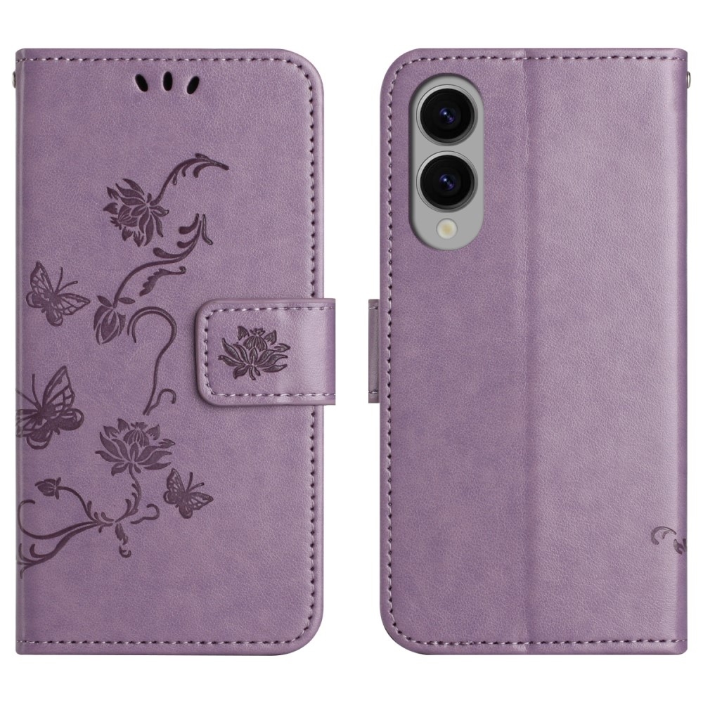 Virágos könyv tok Samsung Galaxy S25 Edge készülékhez - világos lila
