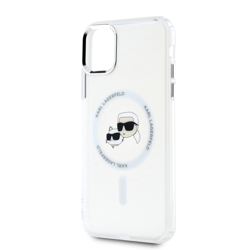 Karl Lagerfeld IML K&CH fejek fémkeret MagSafe hátlap iPhone 11 átlátszóhoz