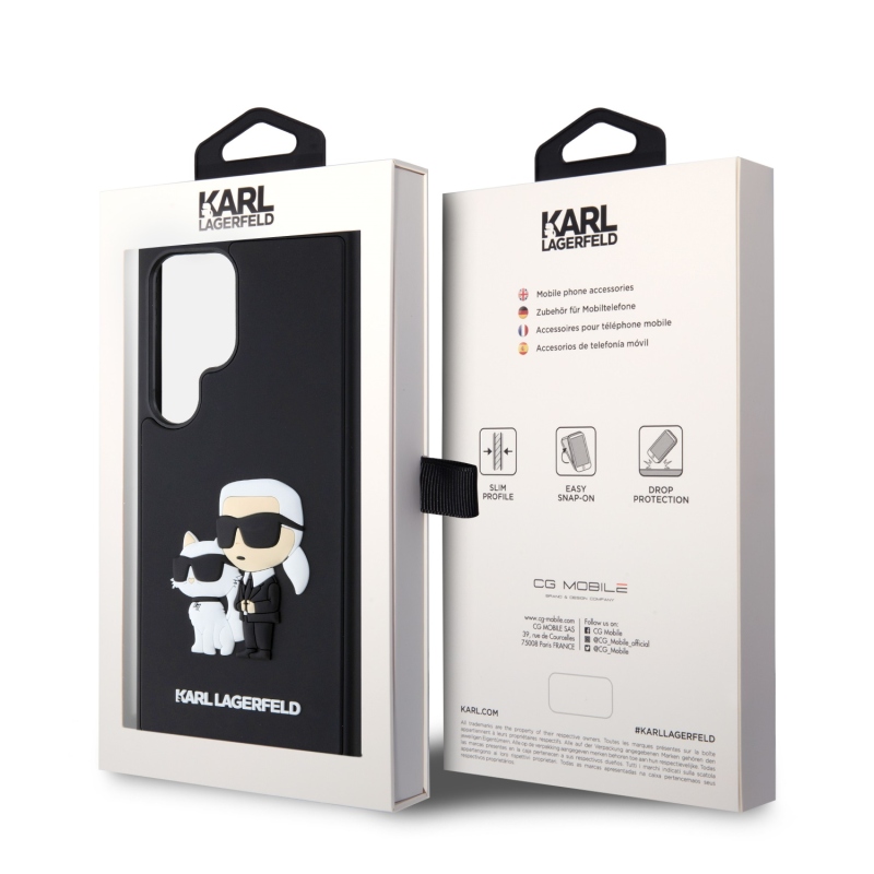 Karl Lagerfeld 3D gumiból készült Karl és Choupette hátlap Samsung Galaxy S24 Ultra fekete