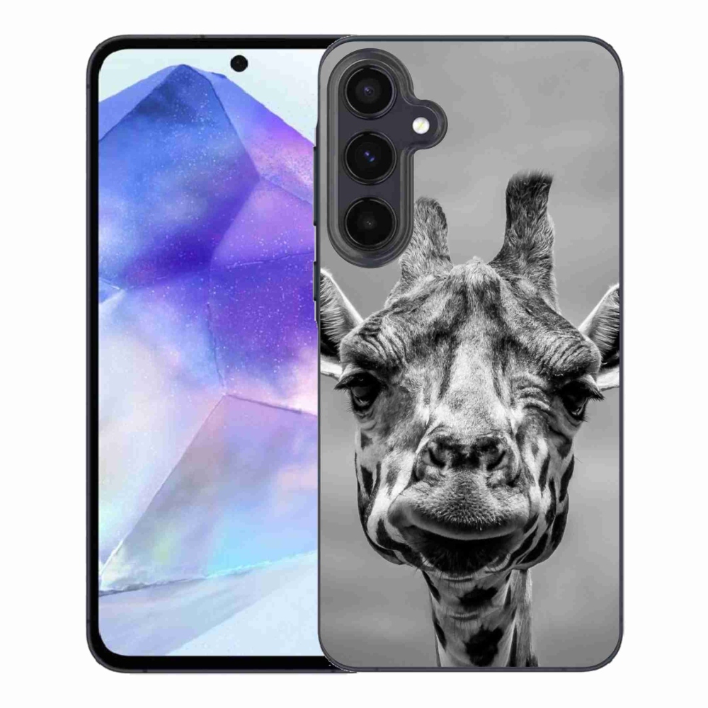 Zselés borítás mmCase Samsung Galaxy A55 5G - fekete-fehér zsiráfhoz