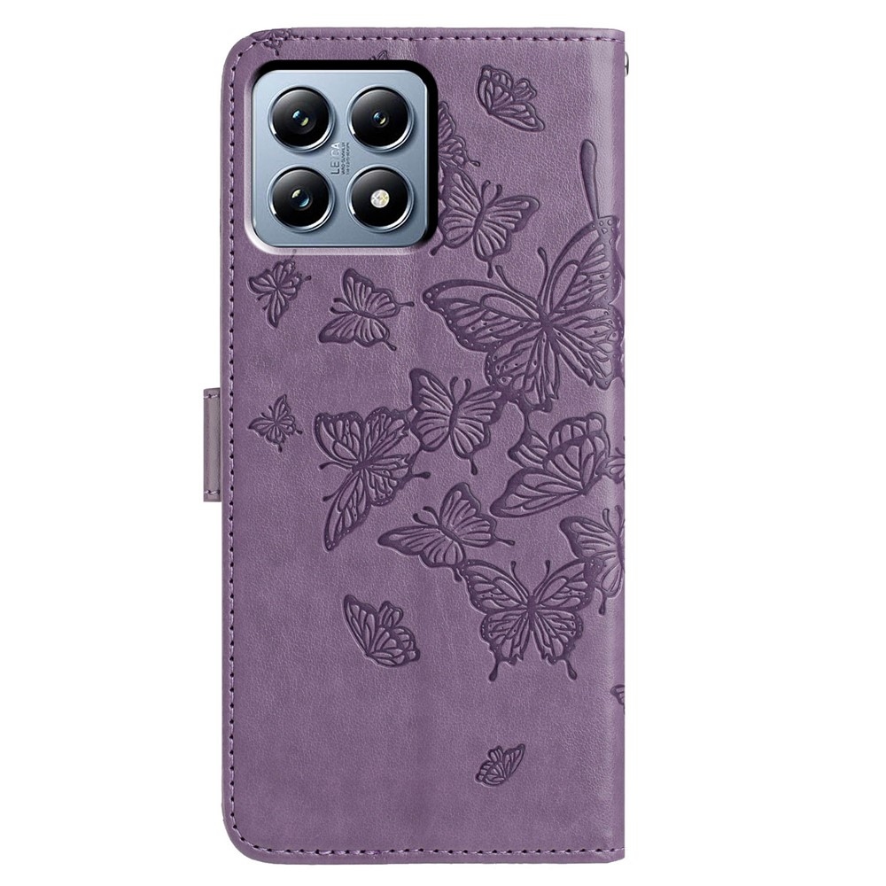 Virágos pillangó könyv tok a Xiaomi 15T Pro-hoz - lila