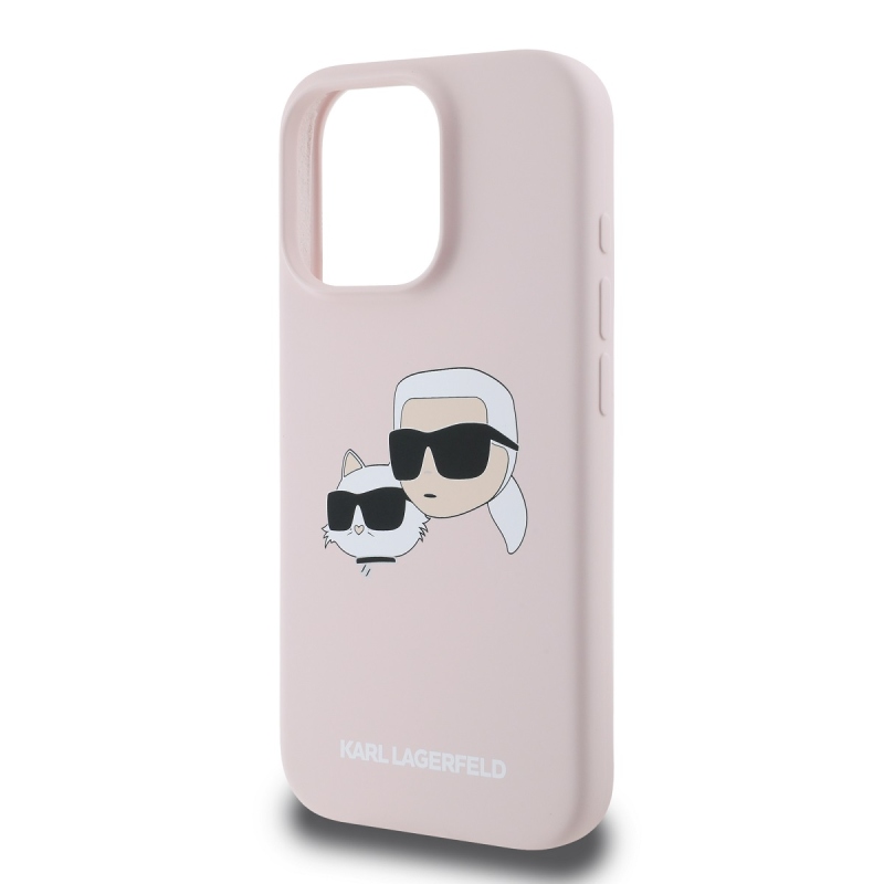 Karl Lagerfeld folyékony szilikon duplafejű MagSafe hátlap iPhone 16 Pro rózsaszínű iPhone 16 Pro készülékhez