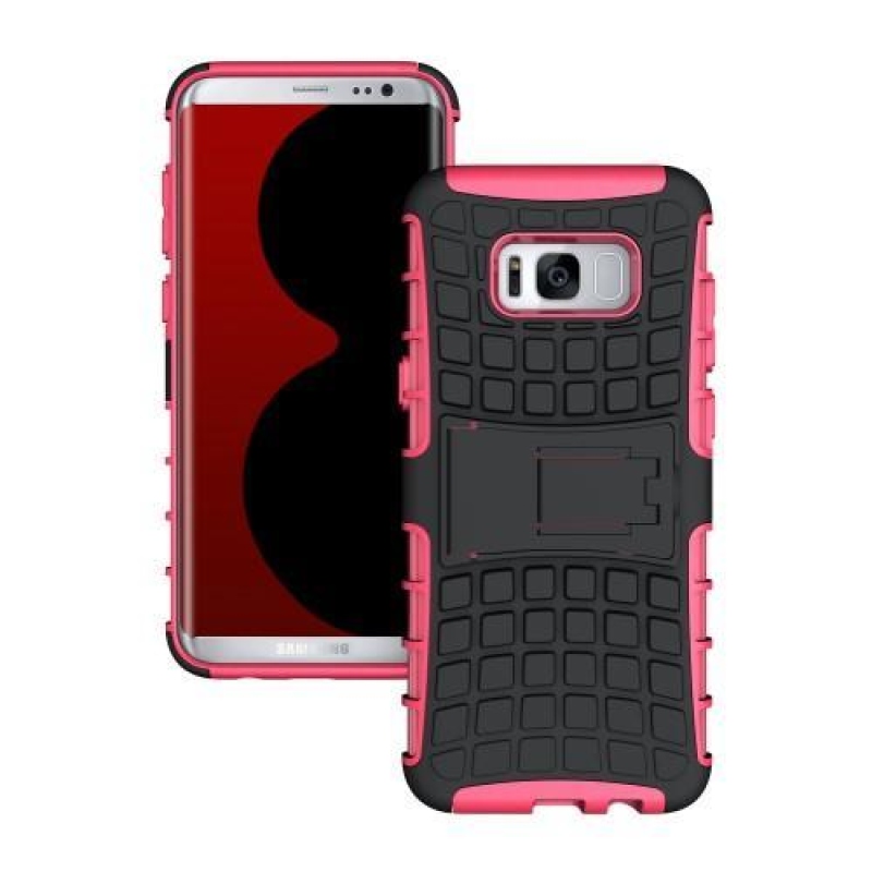 Kültéri tartós tok állvánnyal Samsung Galaxy S8 Plus-hoz - rózsaszínű
