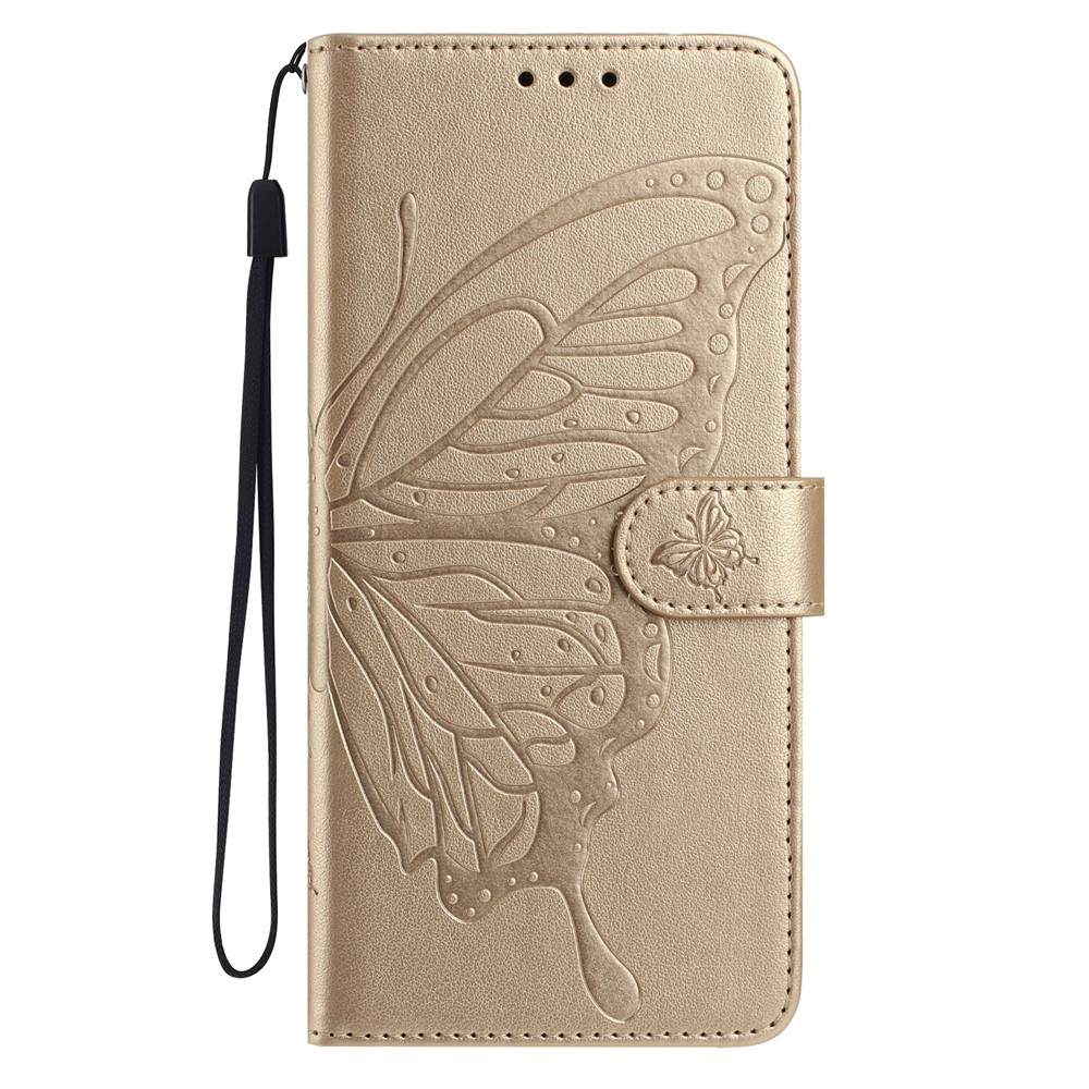 Virágos pillangó könyv tok Xiaomi 15T-hez - arany színben