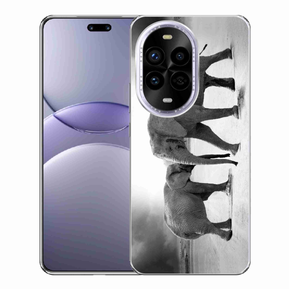 Gél borító mmCase a Huawei Nova 13 Pro 5G-n - fekete és fehér elefántok