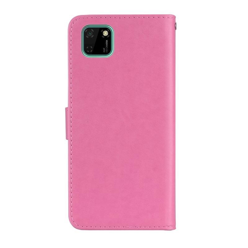 Bagoly PU bőr pénztárca tok Huawei Y5p/Honor 9S - rózsaszínű
