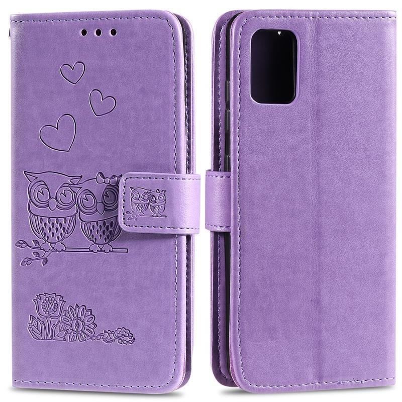 Baglyok PU bőr pénztárca tok Huawei P40-hez - lila