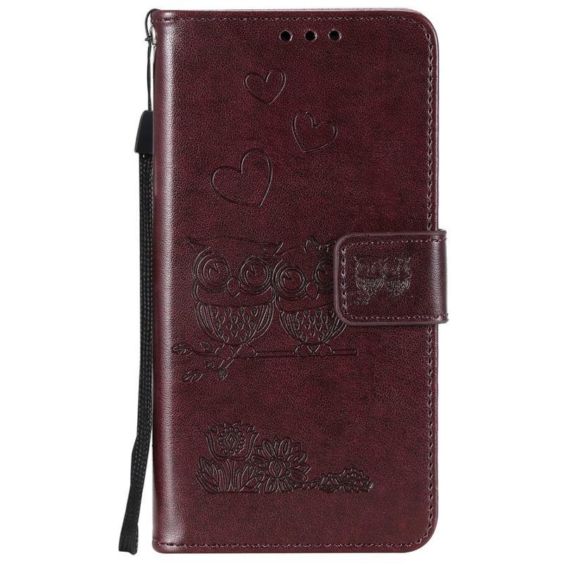 Baglyok PU bőr pénztárca tok Huawei P40-hez - barna