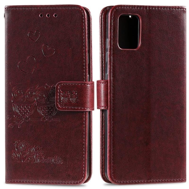Baglyok PU bőr pénztárca tok Huawei P40-hez - barna